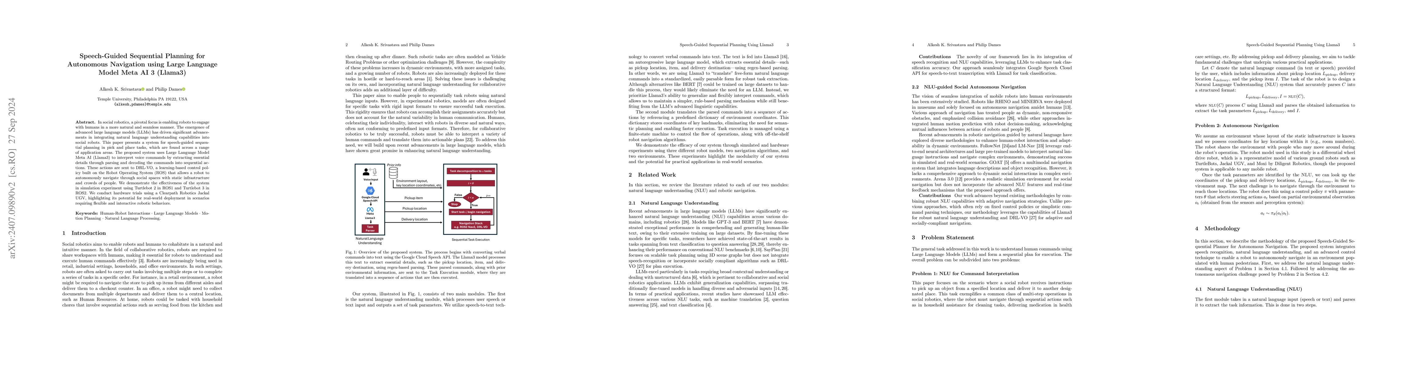 Thumbnail for Speech-Guided Sequential Planning for Autonomous Navigation using Large
  Language Model Meta AI 3 (Llama3)