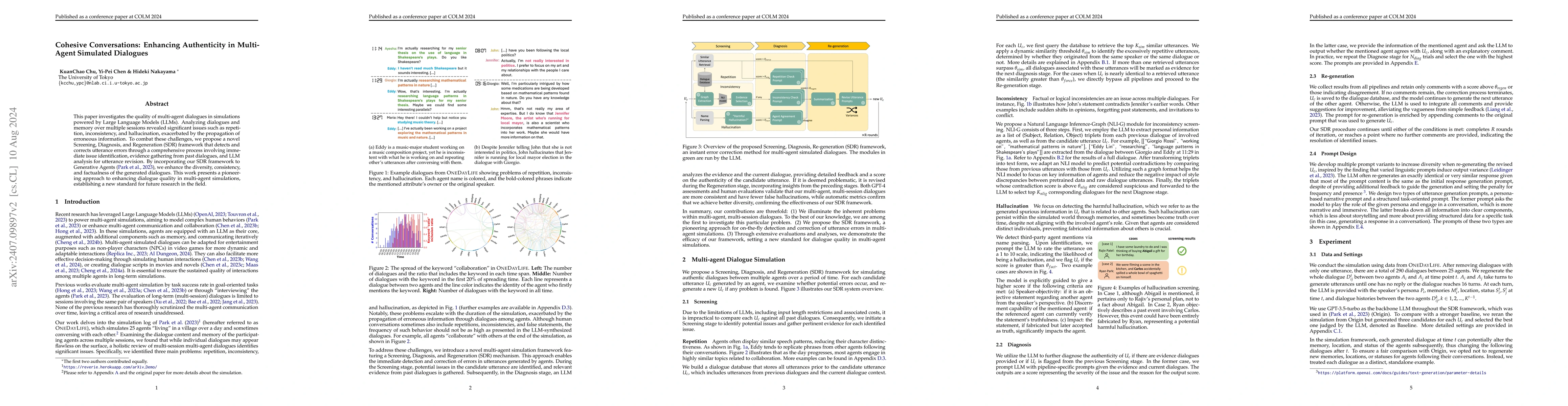 Thumbnail for Cohesive Conversations: Enhancing Authenticity in Multi-Agent Simulated
  Dialogues
