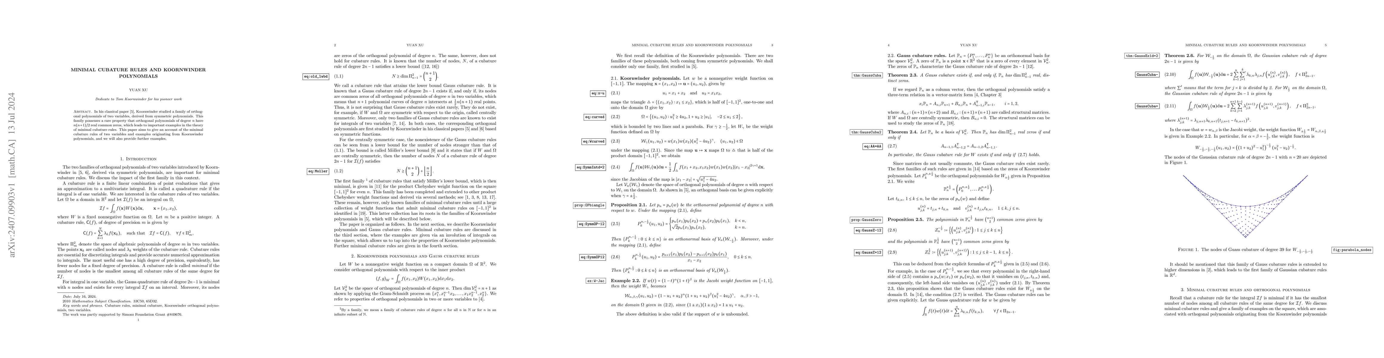 Thumbnail for Minimal cubature rules and Koornwinder polynomials