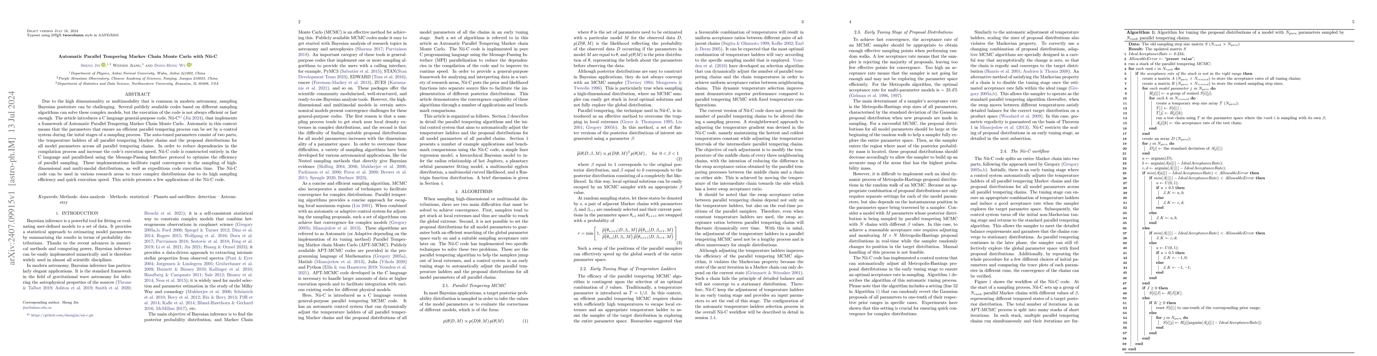 Thumbnail for Automatic Parallel Tempering Markov Chain Monte Carlo with Nii-C
