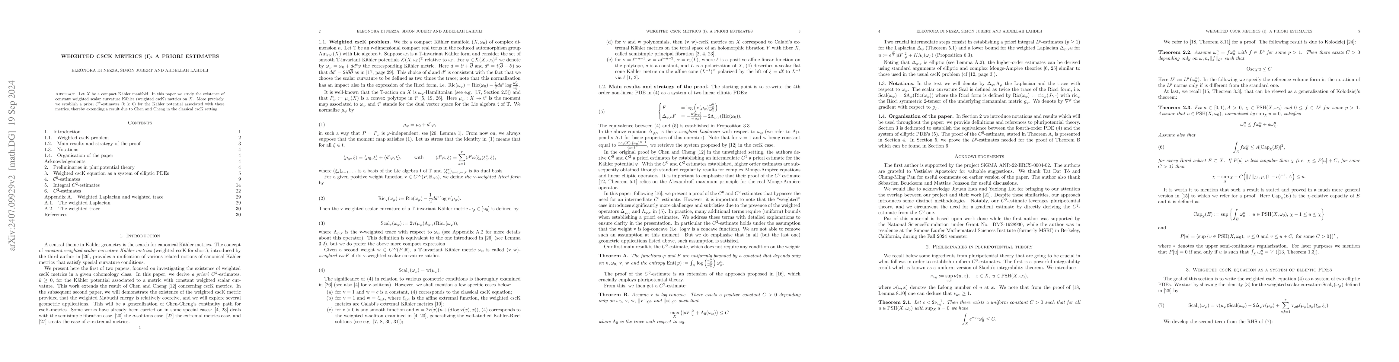 Thumbnail for Weighted cscK metric (I): a priori estimates