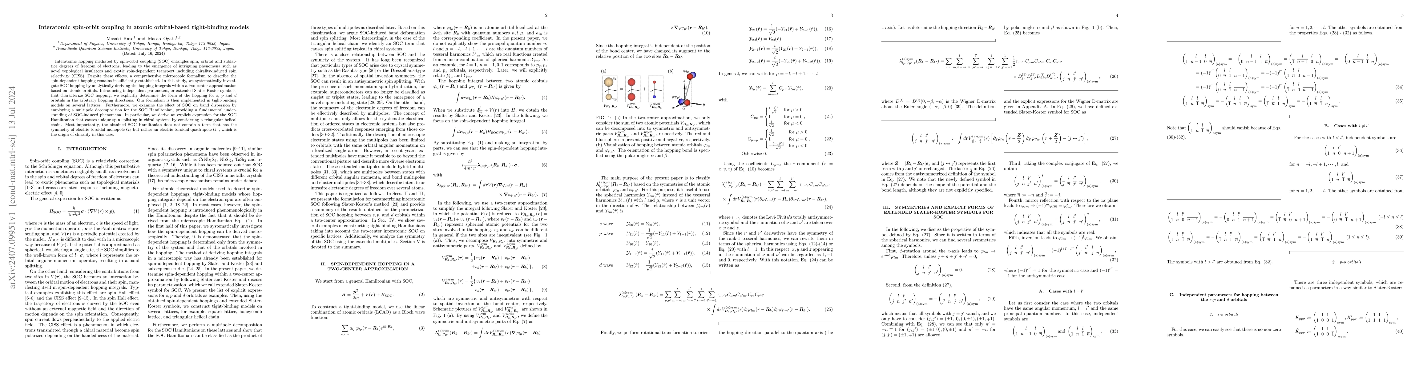 Thumbnail for Interatomic spin-orbit coupling in atomic orbital-based tight-binding
  models
