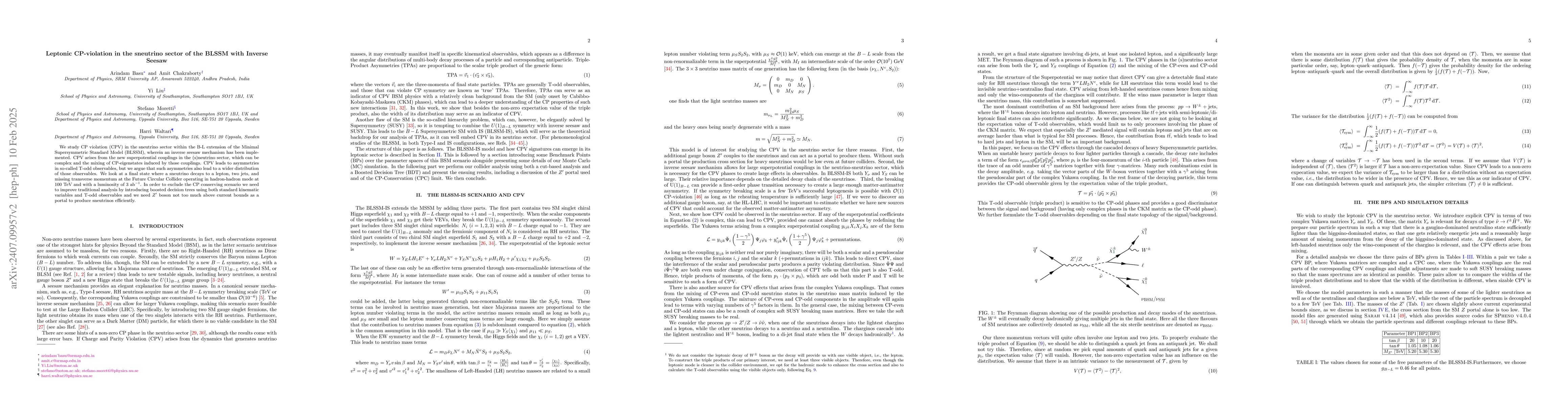 Thumbnail for Leptonic CP-violation in the sneutrino sector of the BLSSM with Inverse
  Seesaw