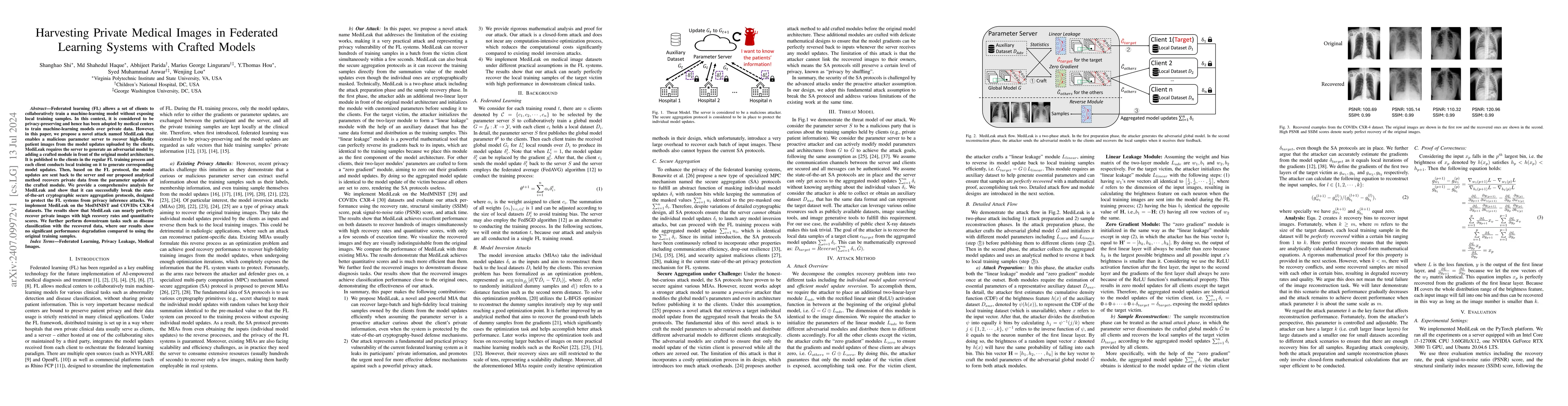 Thumbnail for Harvesting Private Medical Images in Federated Learning Systems with
  Crafted Models