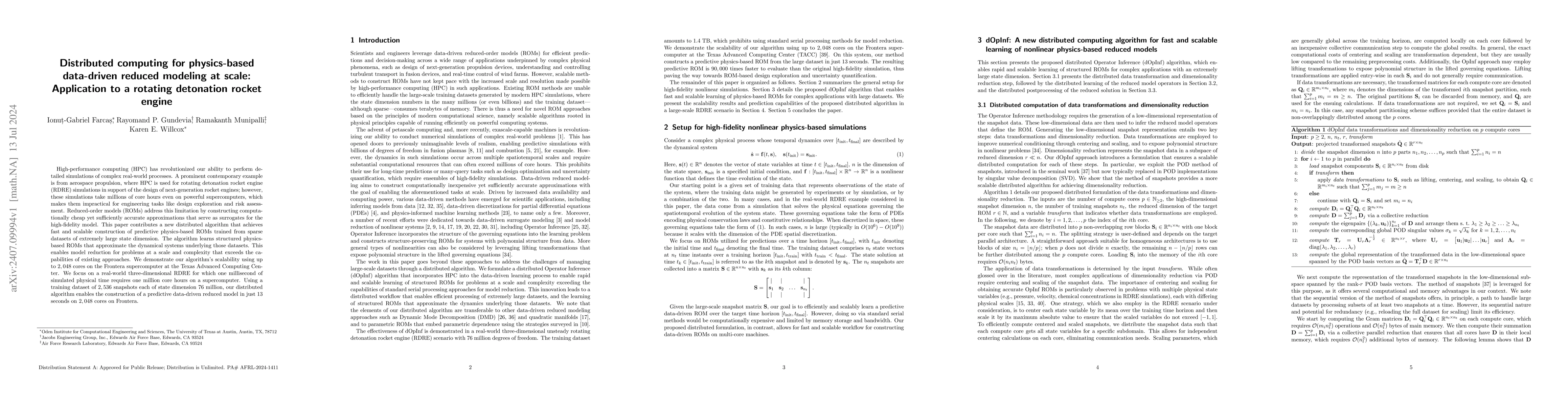 Thumbnail for Distributed computing for physics-based data-driven reduced modeling at
  scale: Application to a rotating detonation rocket engine
