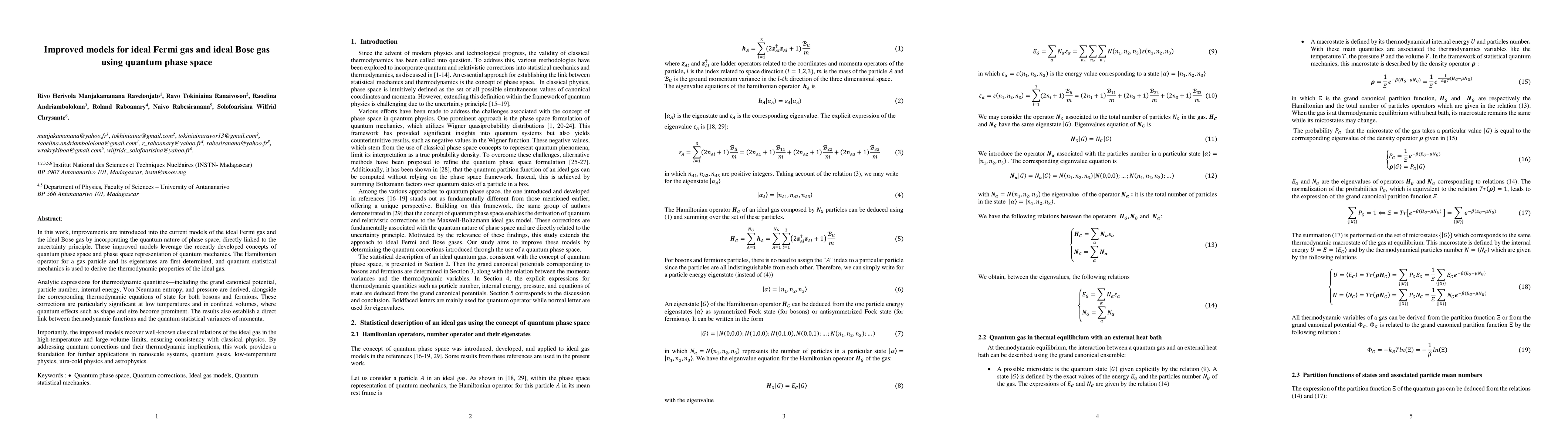 Thumbnail for Improved models for ideal Fermi gas and ideal Bose gas using quantum
  phase space