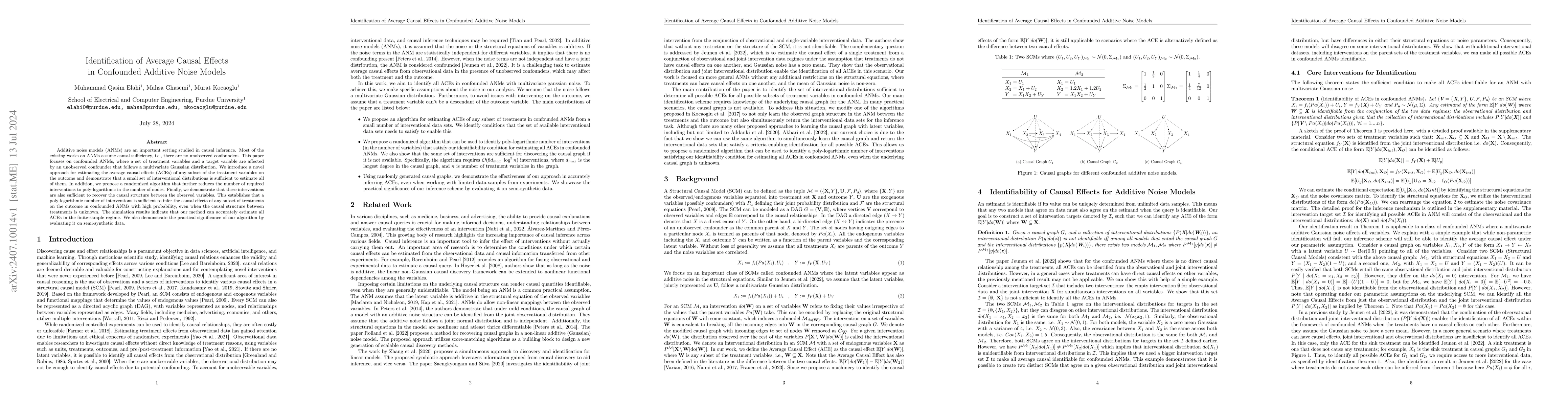 Thumbnail for Identification of Average Causal Effects in Confounded Additive Noise
  Models