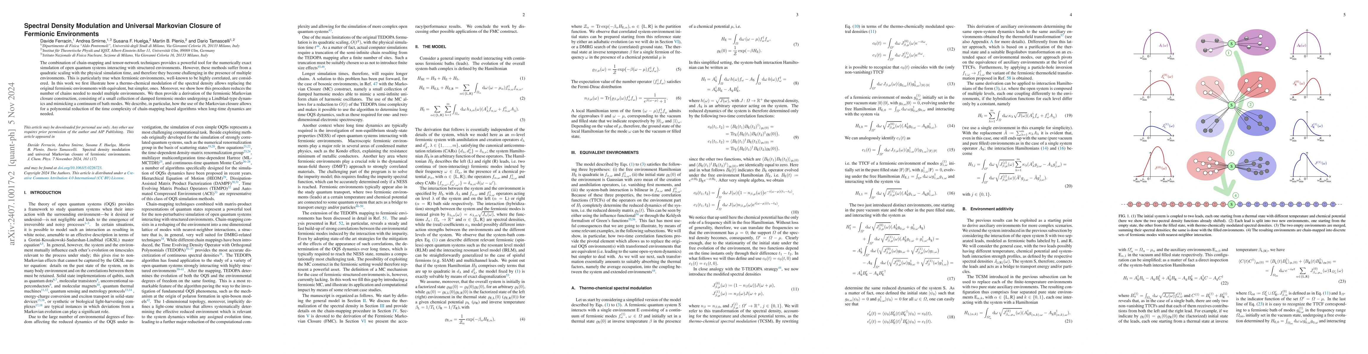 Thumbnail for Spectral Density Modulation and Universal Markovian Closure of Fermionic
  Environments