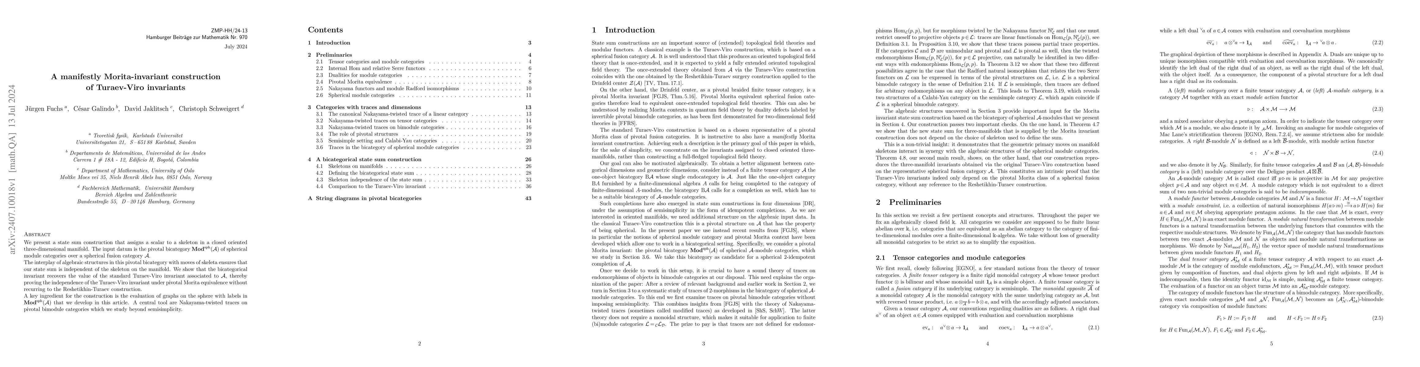 Thumbnail for A manifestly Morita-invariant construction of Turaev-Viro invariants