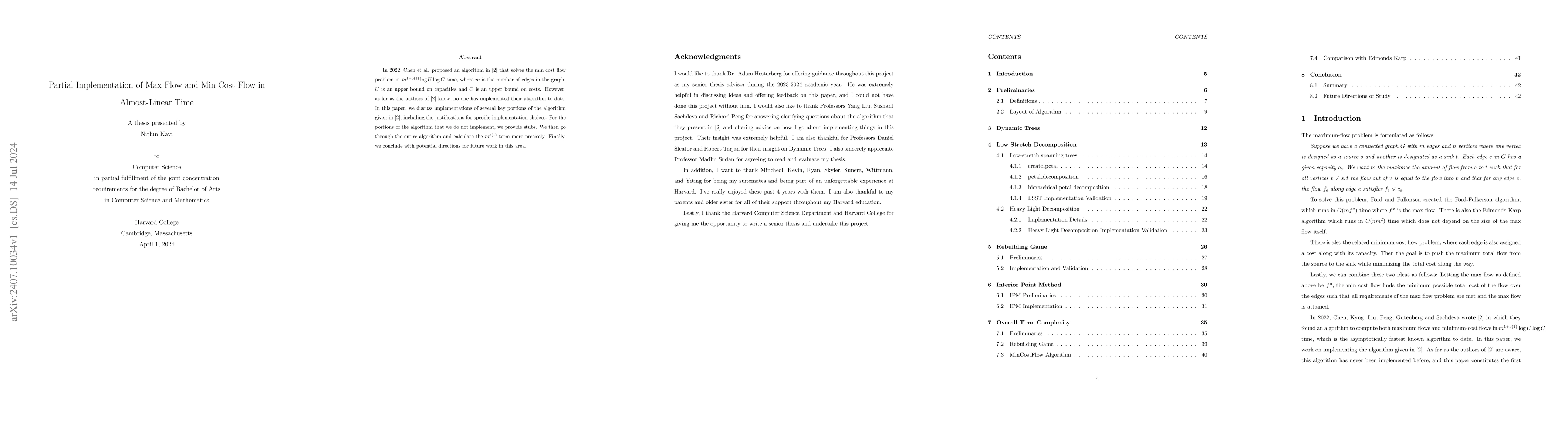 Thumbnail for Partial Implementation of Max Flow and Min Cost Flow in Almost-Linear
  Time