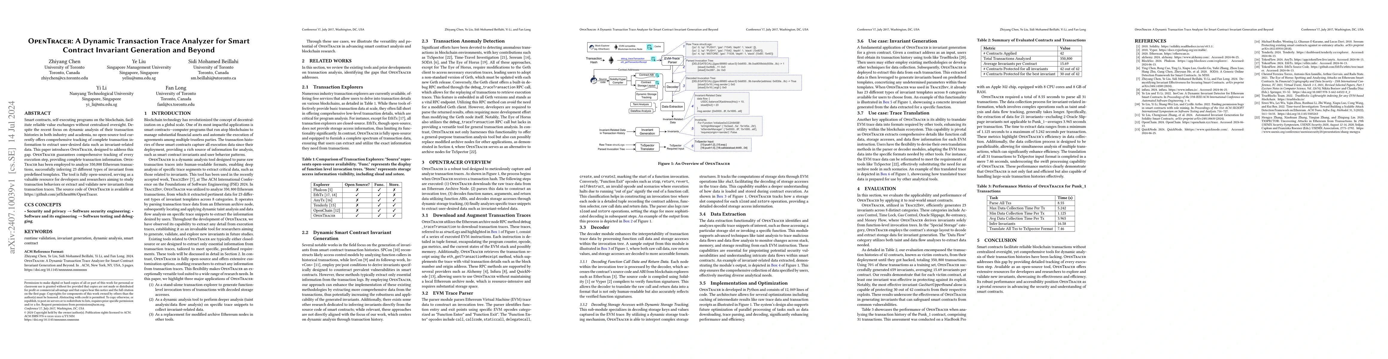 Thumbnail for OpenTracer: A Dynamic Transaction Trace Analyzer for Smart Contract
  Invariant Generation and Beyond
