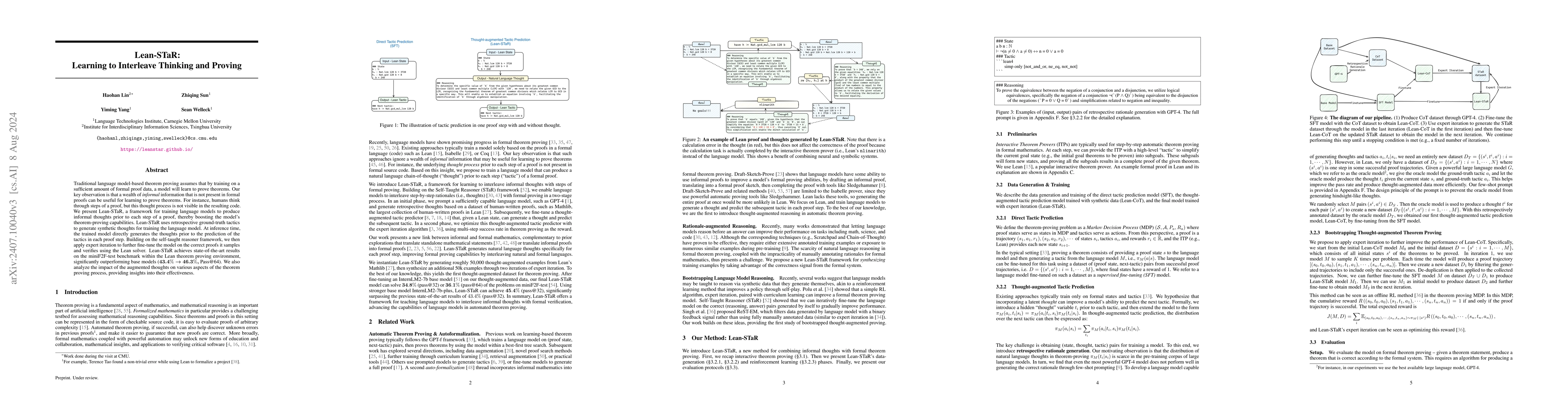 Thumbnail for Lean-STaR: Learning to Interleave Thinking and Proving