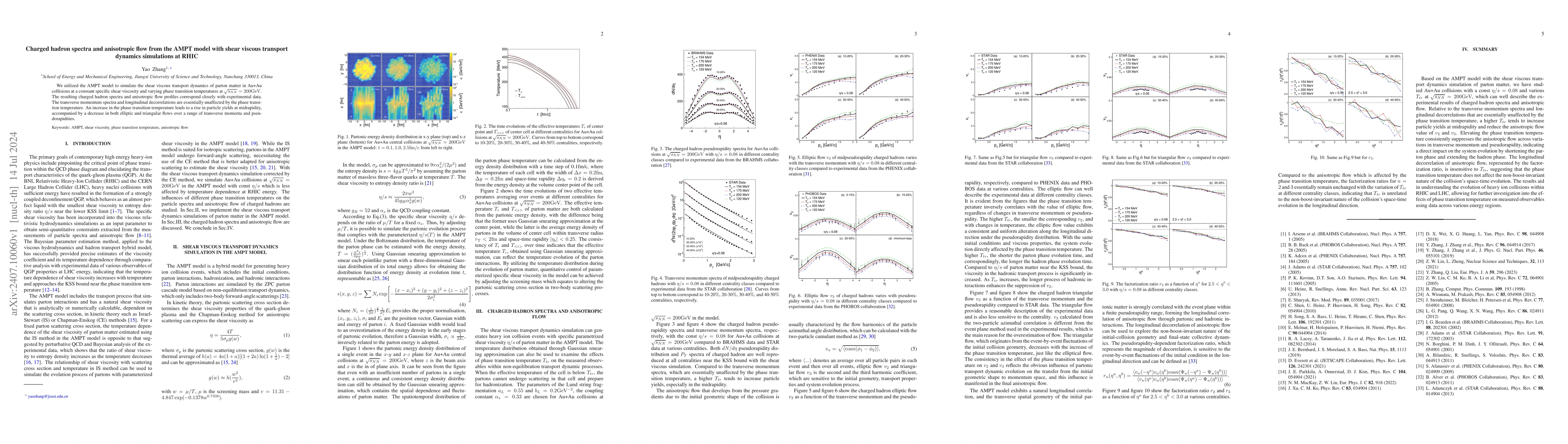 Thumbnail for Charged hadron spectra and anisotropic flow from the AMPT model with
  shear viscous transport dynamics simulations at RHIC