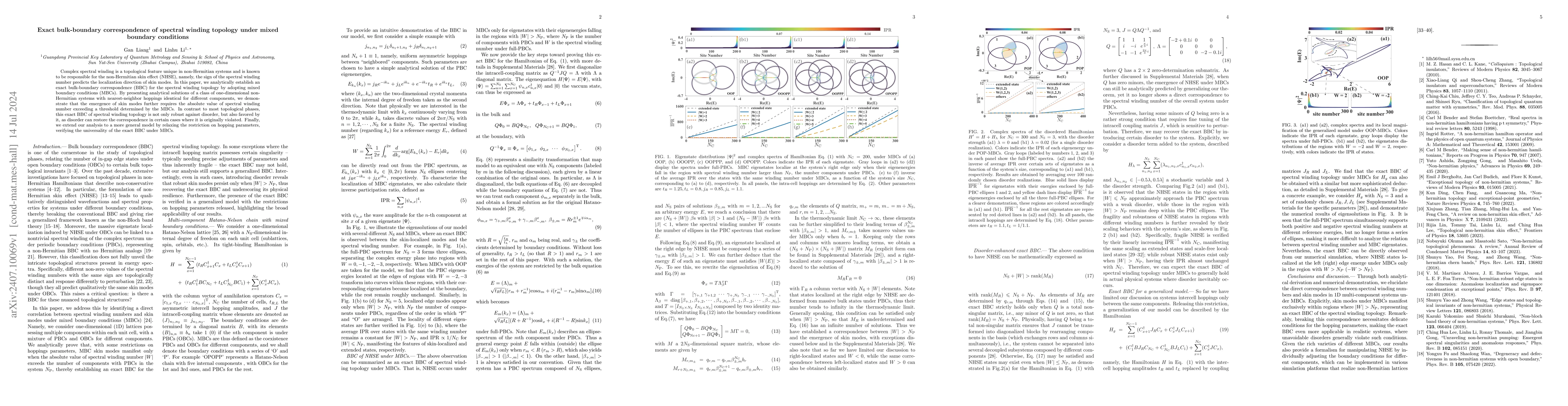 Thumbnail for Exact bulk-boundary correspondence of spectral winding topology under
  mixed boundary conditions