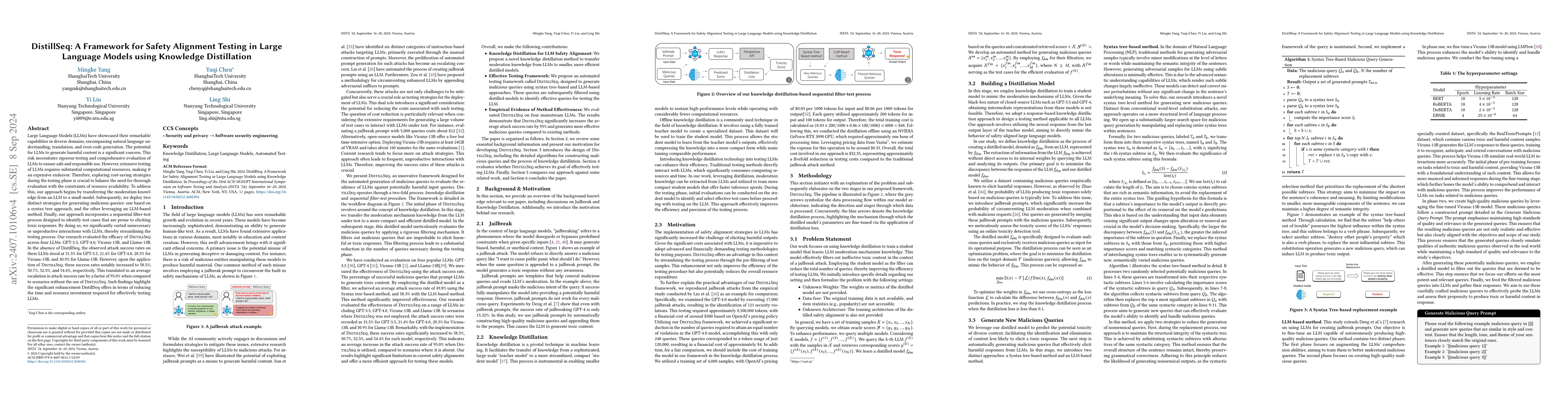 Thumbnail for DistillSeq: A Framework for Safety Alignment Testing in Large Language
  Models using Knowledge Distillation