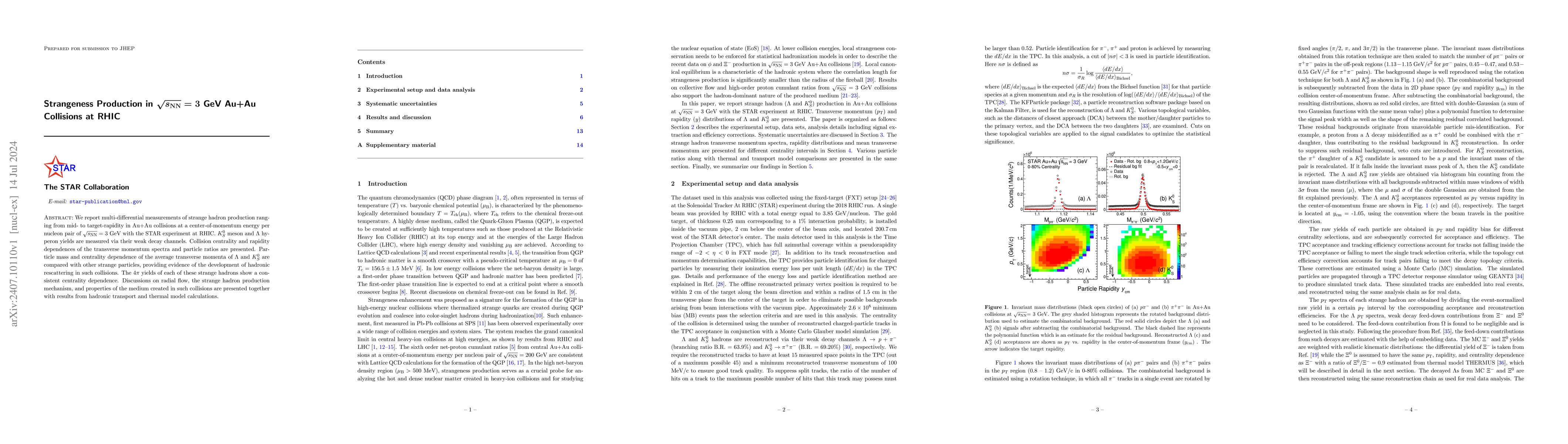 Thumbnail for Strangeness Production in $\sqrt{s_{\rm NN}}=3$ GeV Au+Au Collisions at
  RHIC