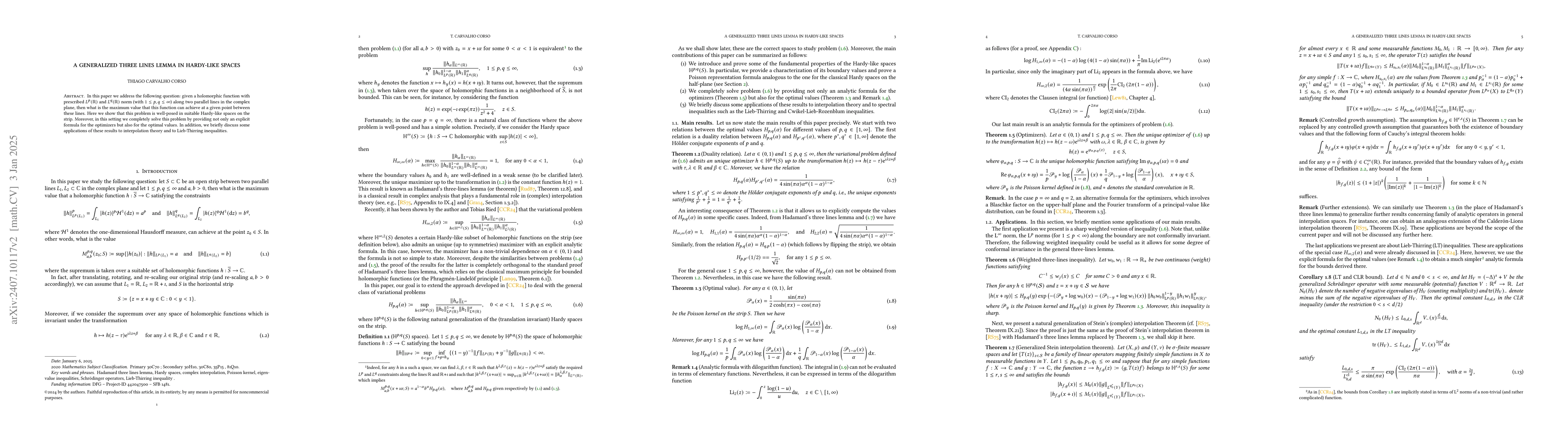Thumbnail for A generalized three lines lemma in Hardy-like spaces