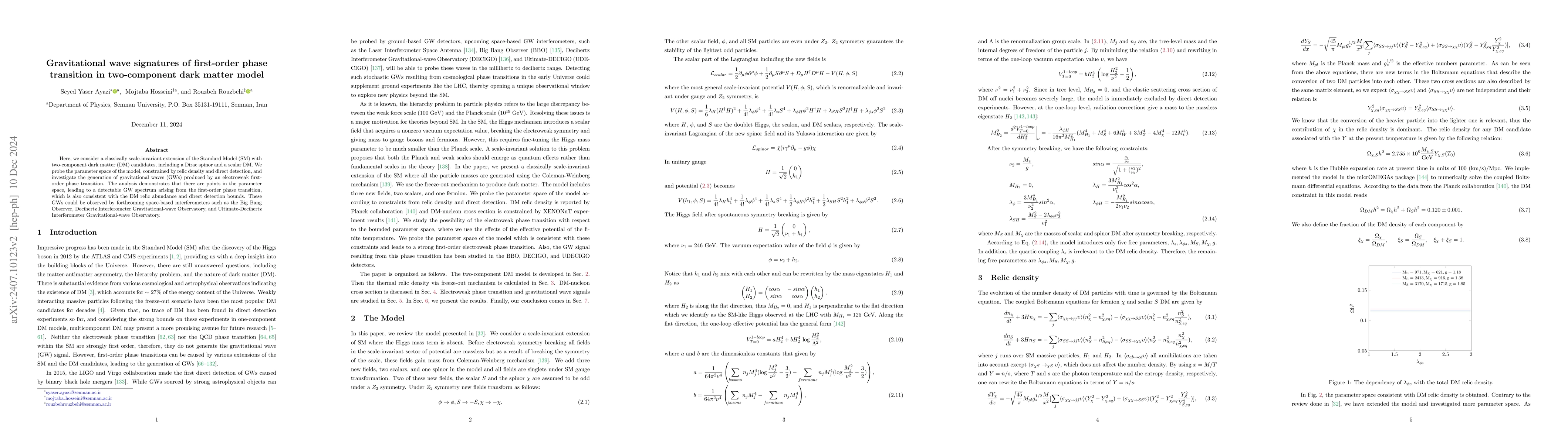 Thumbnail for Gravitational wave signatures of first-order phase transition in
  two-component dark matter model