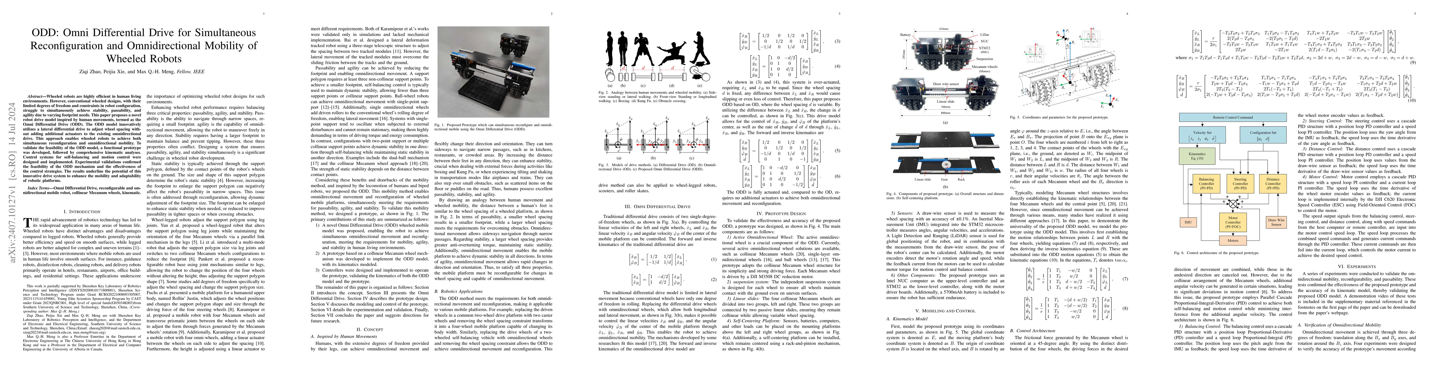 Thumbnail for ODD: Omni Differential Drive for Simultaneous Reconfiguration and
  Omnidirectional Mobility of Wheeled Robots