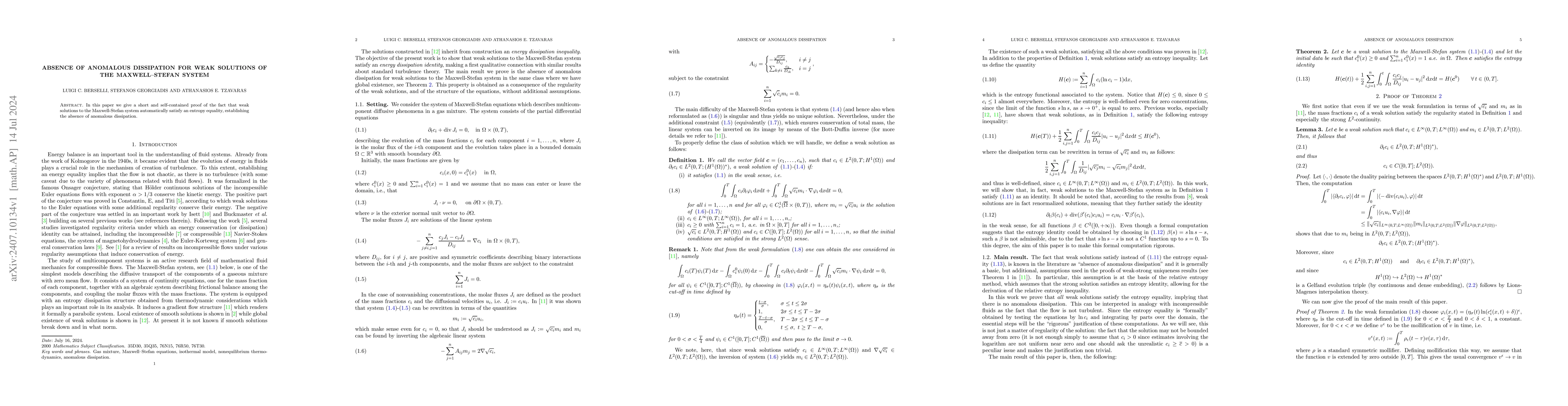 Thumbnail for Absence of anomalous dissipation for weak solutions of the
  Maxwell--Stefan system