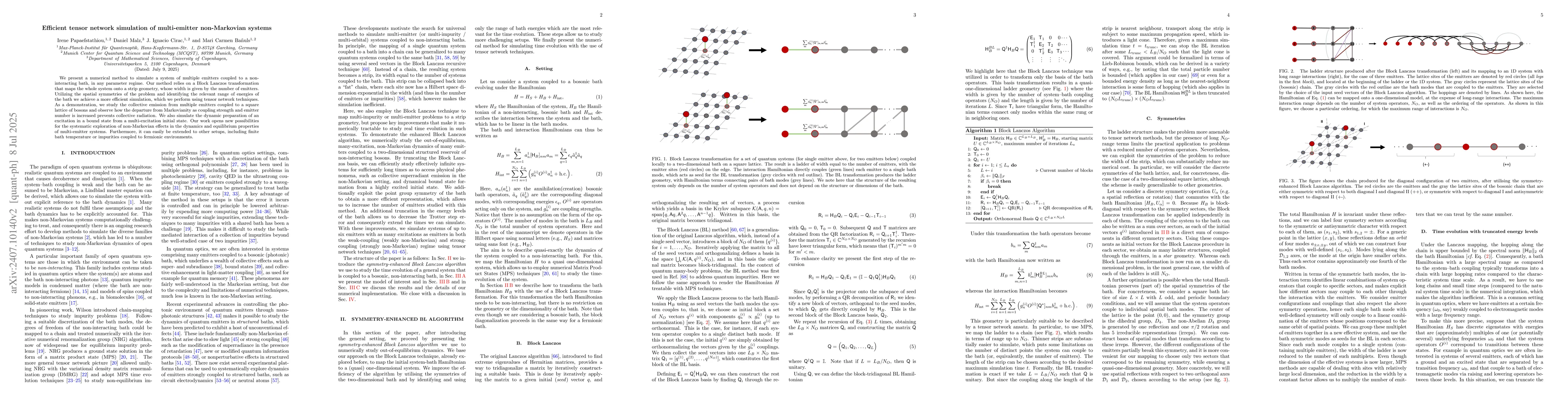 Thumbnail for Efficient tensor network simulation of multi-emitter non-Markovian
  systems
