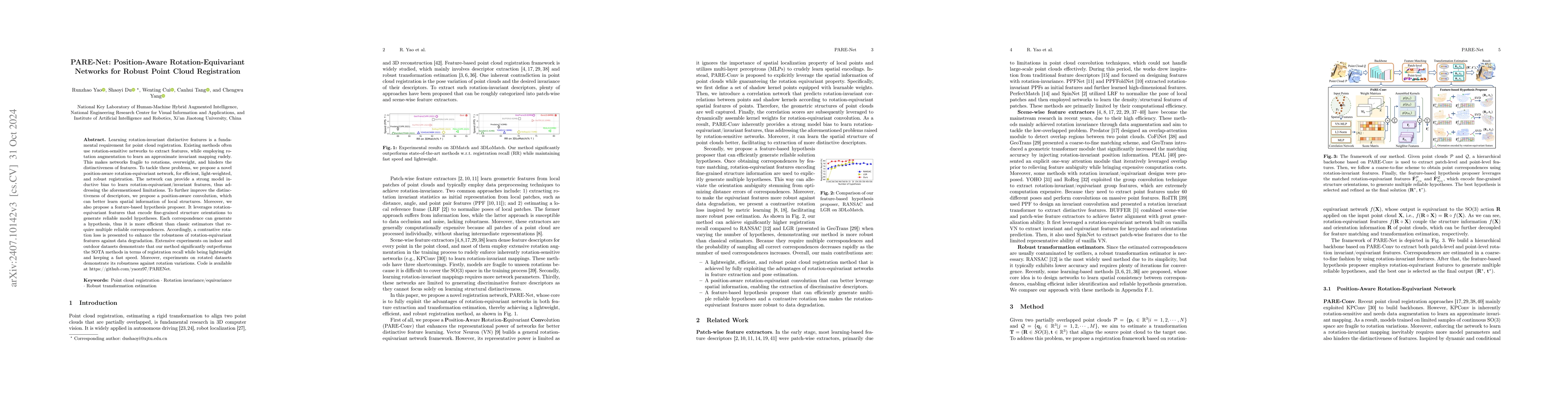 Thumbnail for PARE-Net: Position-Aware Rotation-Equivariant Networks for Robust Point
  Cloud Registration