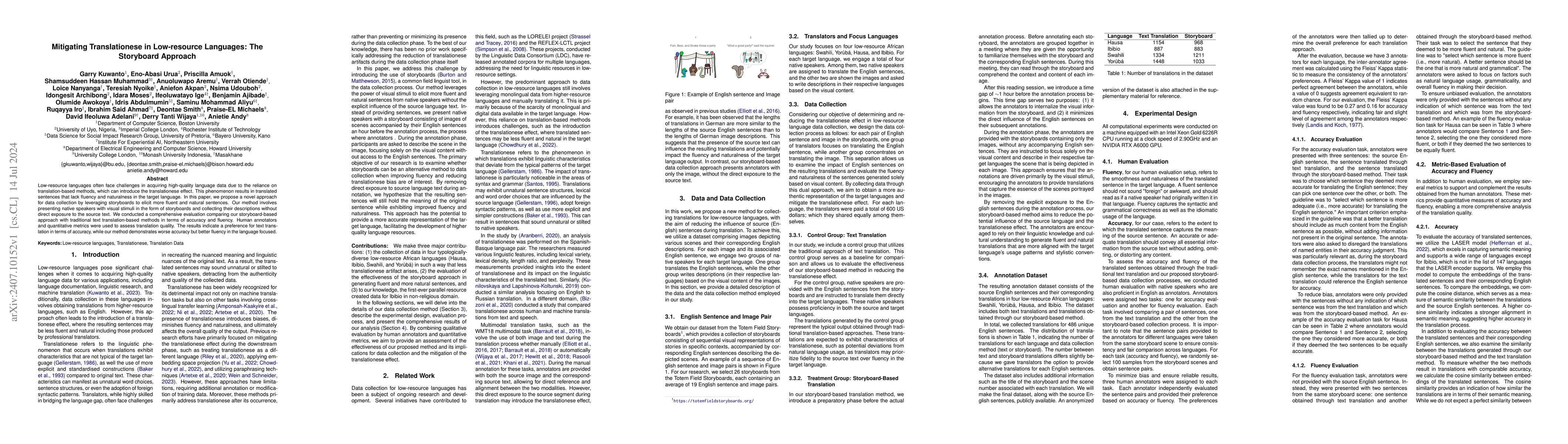 Thumbnail for Mitigating Translationese in Low-resource Languages: The Storyboard
  Approach