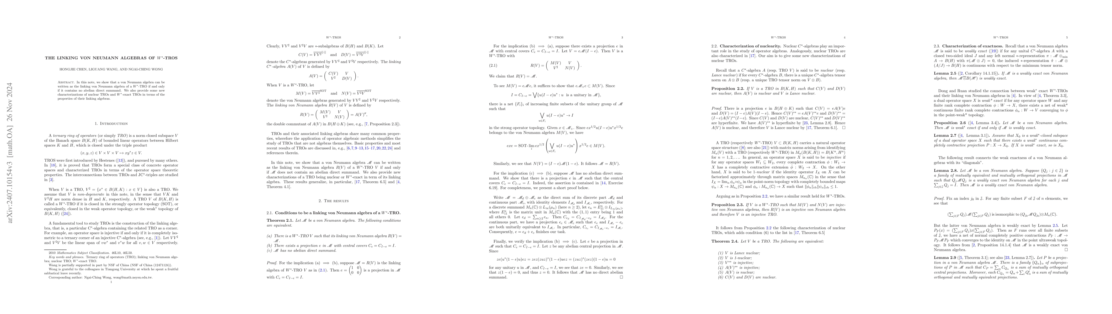 Thumbnail for The linking von Neumann algebras of W*-TROs