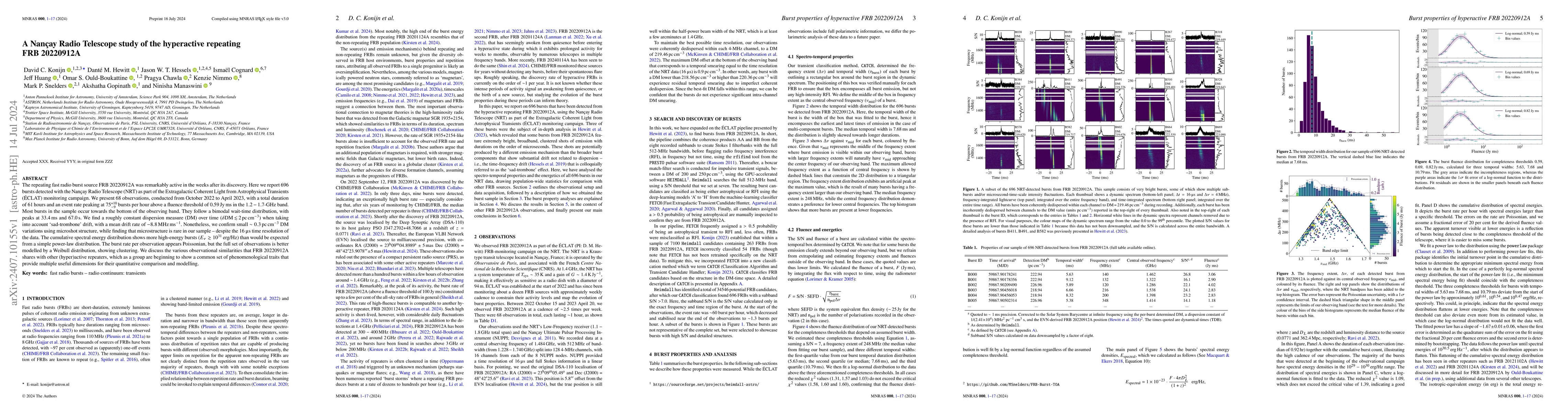 Thumbnail for A Nançay Radio Telescope study of the hyperactive repeating FRB
  20220912A