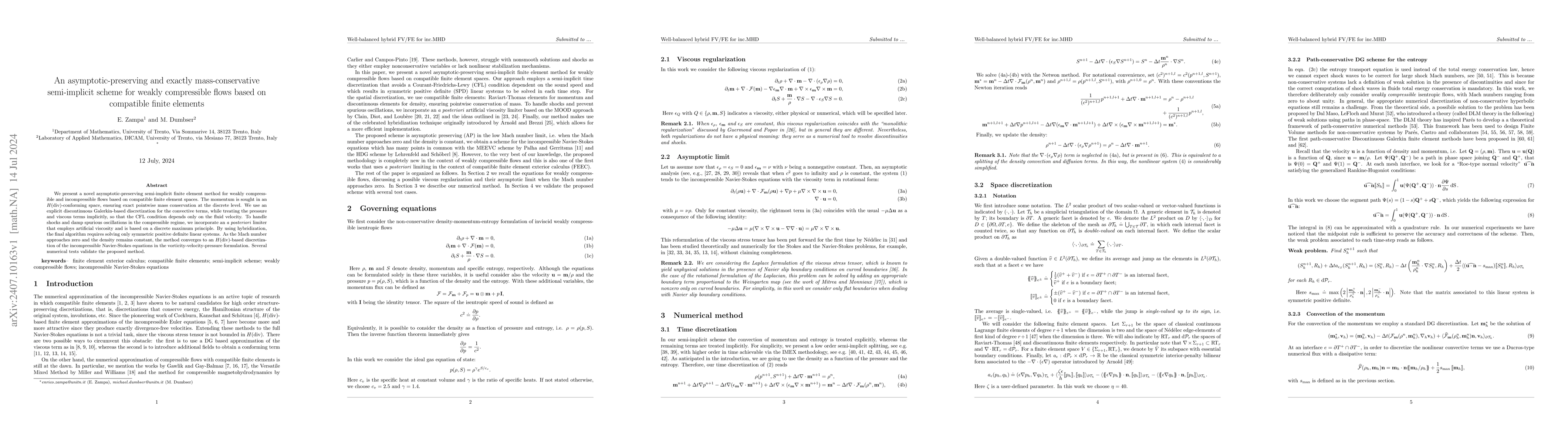 Thumbnail for An asymptotic-preserving and exactly mass-conservative semi-implicit
  scheme for weakly compressible flows based on compatible finite elements