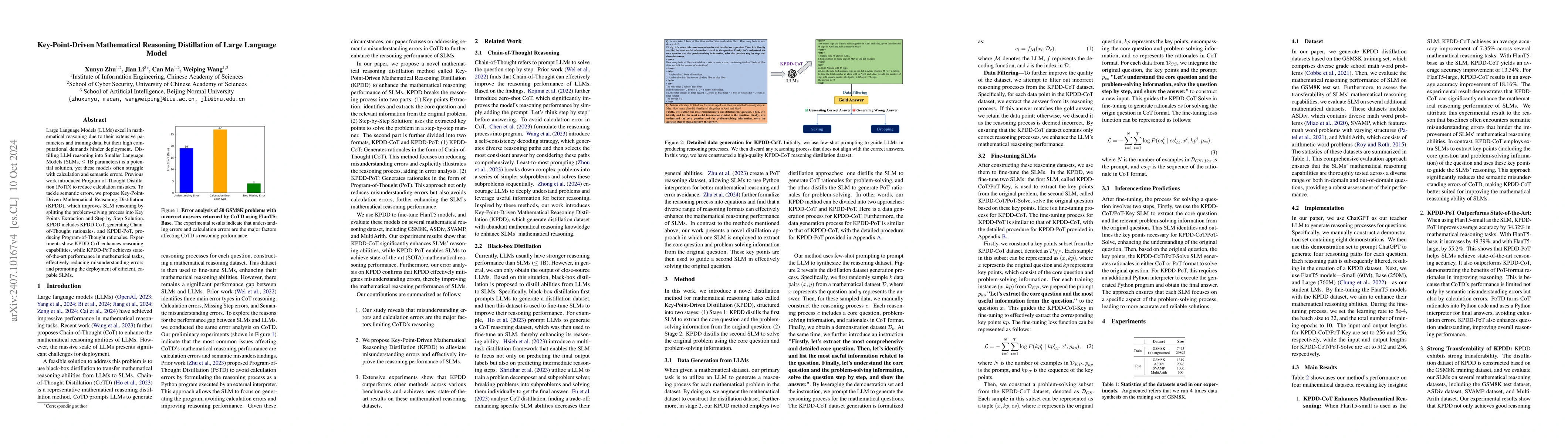 Thumbnail for Key-Point-Driven Mathematical Reasoning Distillation of Large Language
  Model