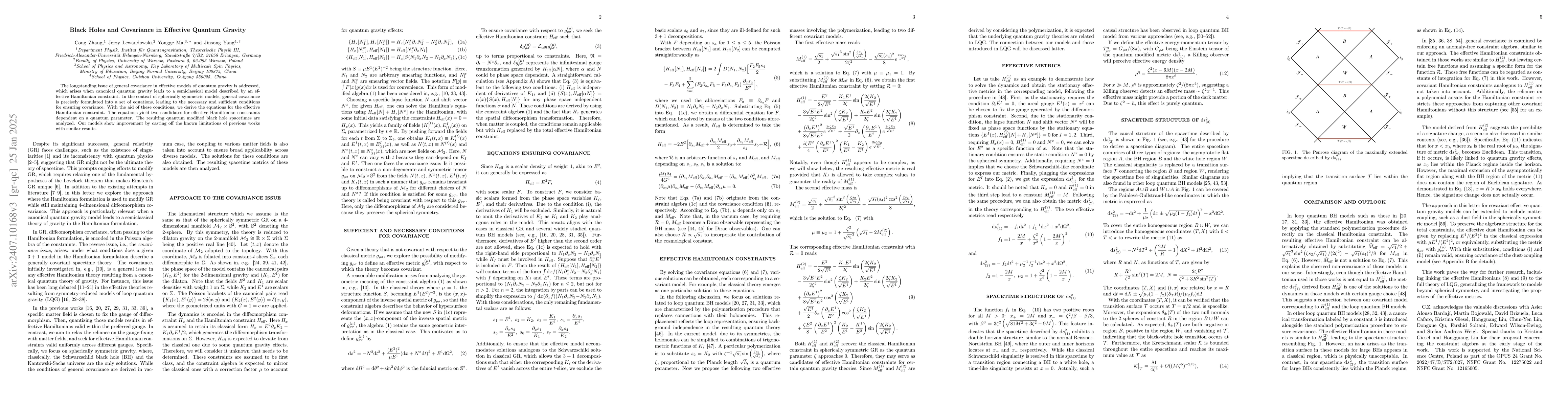 Thumbnail for Black Holes and Covariance in Effective Quantum Gravity