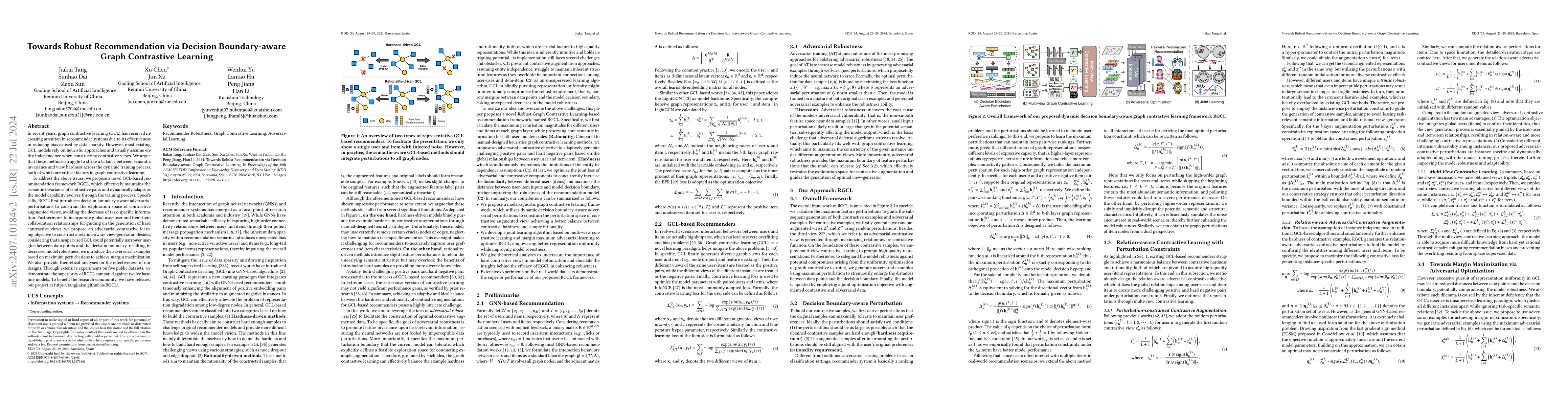 Thumbnail for Towards Robust Recommendation via Decision Boundary-aware Graph
  Contrastive Learning