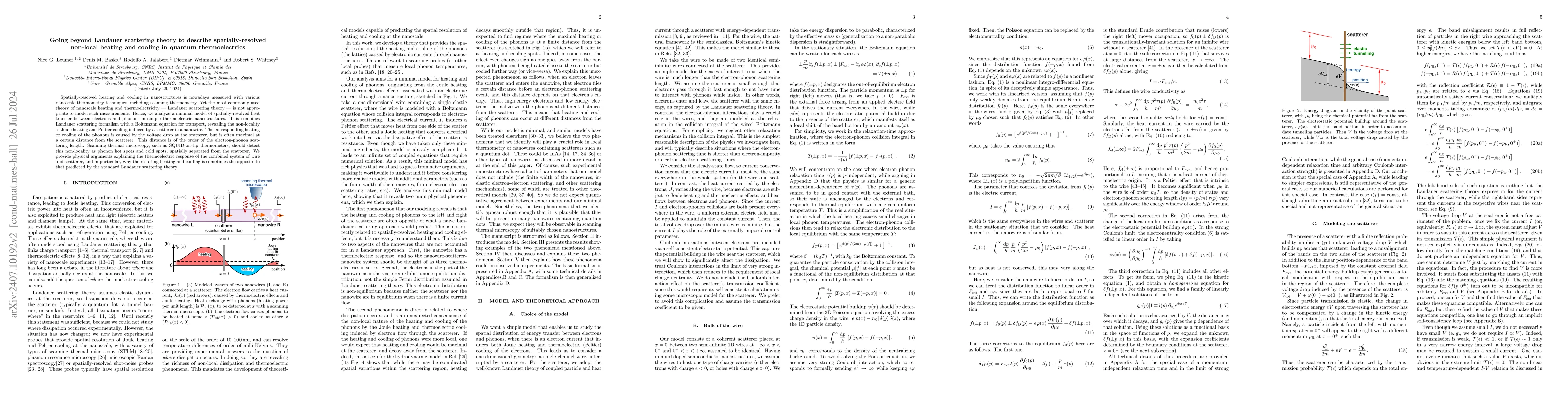 Thumbnail for Going beyond Landauer scattering theory to describe spatially-resolved
  non-local heating and cooling in quantum thermoelectrics