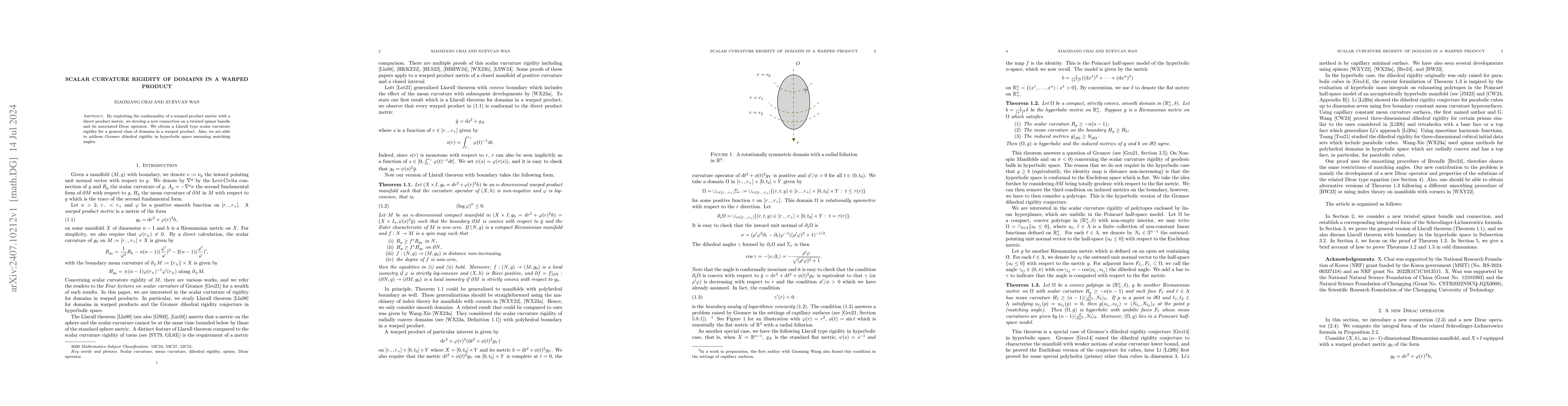 Thumbnail for Scalar curvature rigidity of domains in a warped product