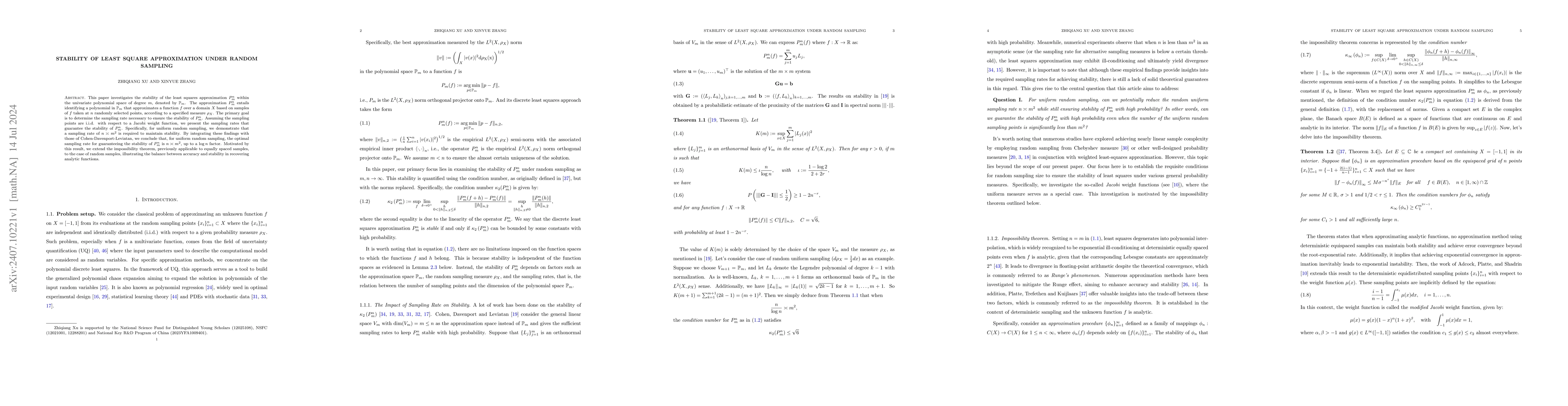 Thumbnail for Stability of Least Square Approximation under Random Sampling