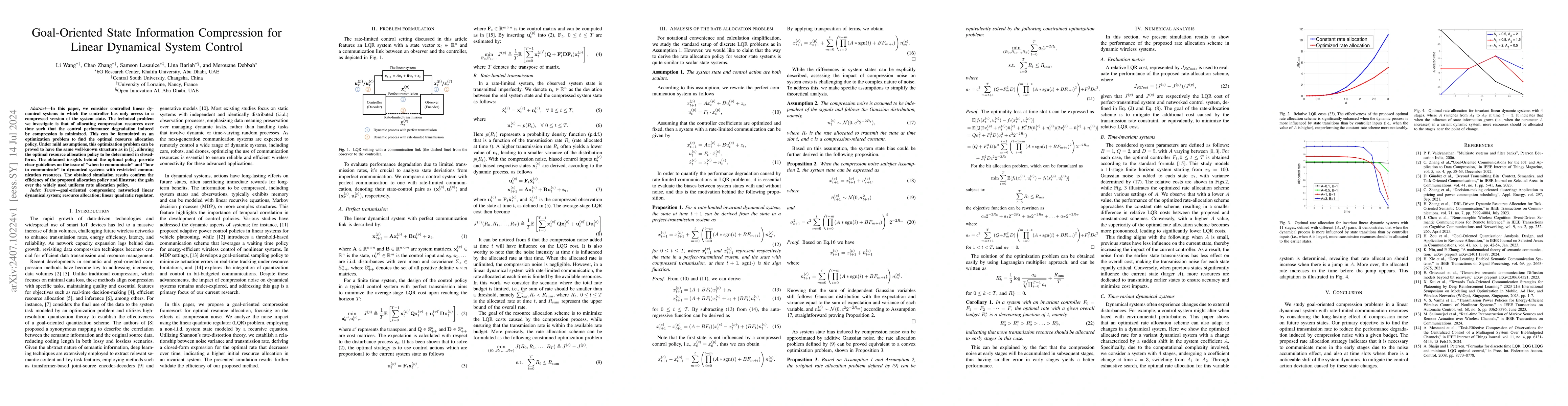 Thumbnail for Goal-Oriented State Information Compression for Linear Dynamical System
  Control