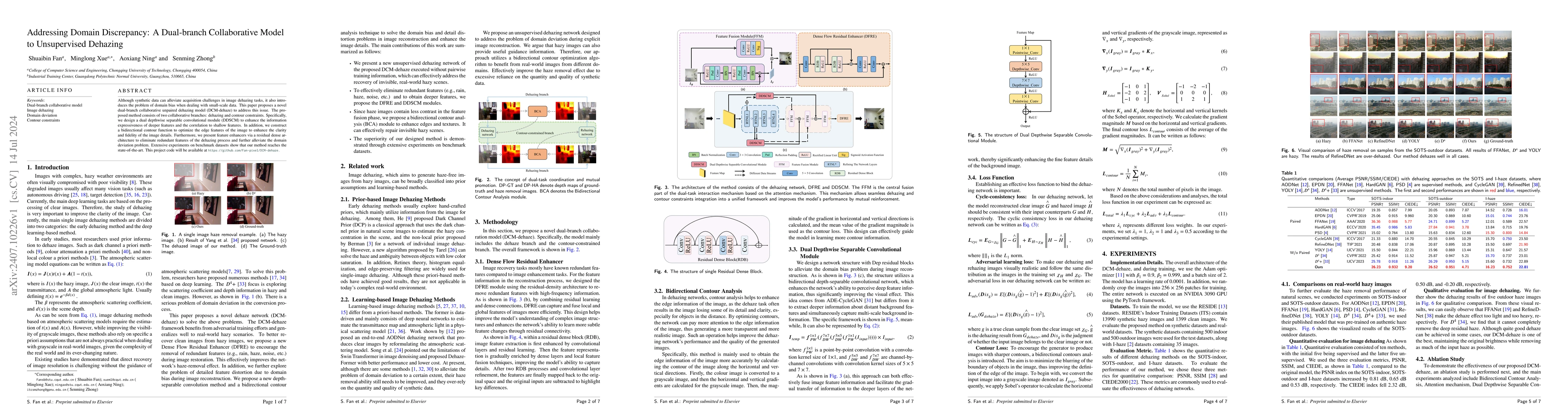 Thumbnail for Addressing Domain Discrepancy: A Dual-branch Collaborative Model to
  Unsupervised Dehazing