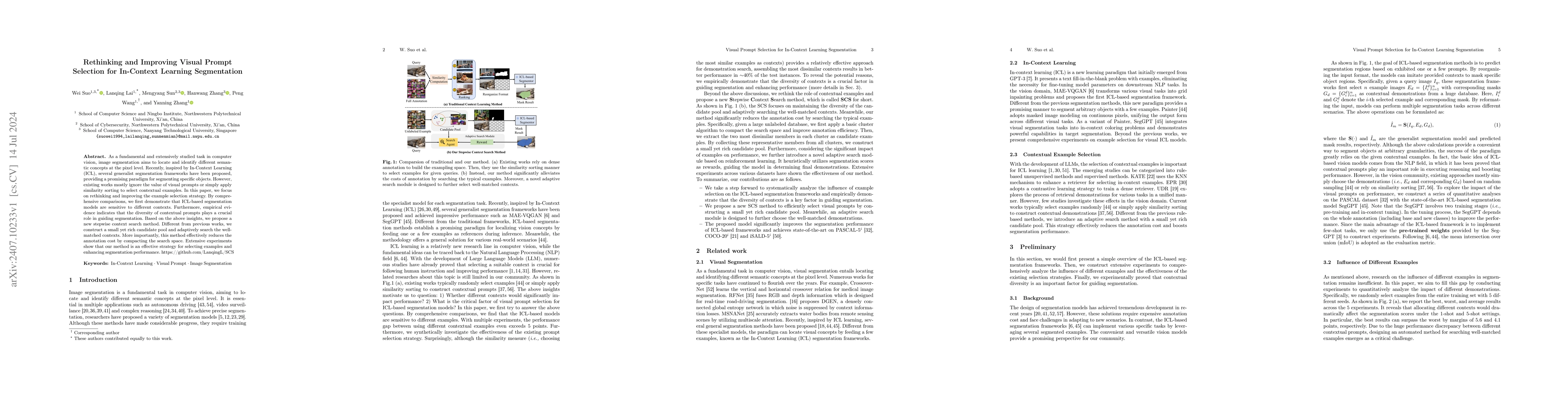 Thumbnail for Visual Prompt Selection for In-Context Learning Segmentation