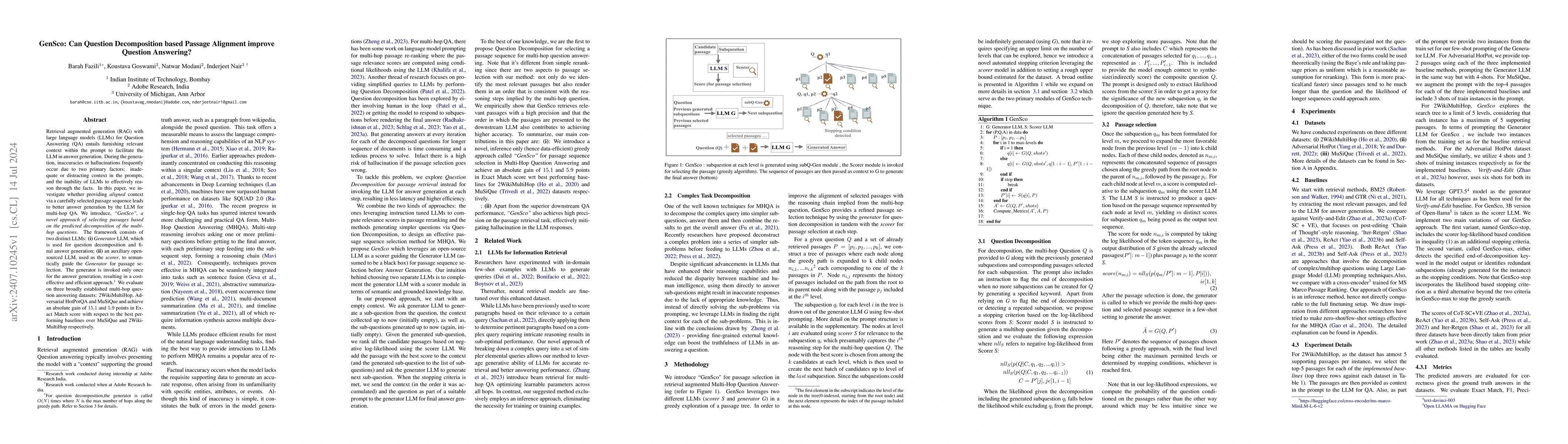 Thumbnail for GenSco: Can Question Decomposition based Passage Alignment improve
  Question Answering?