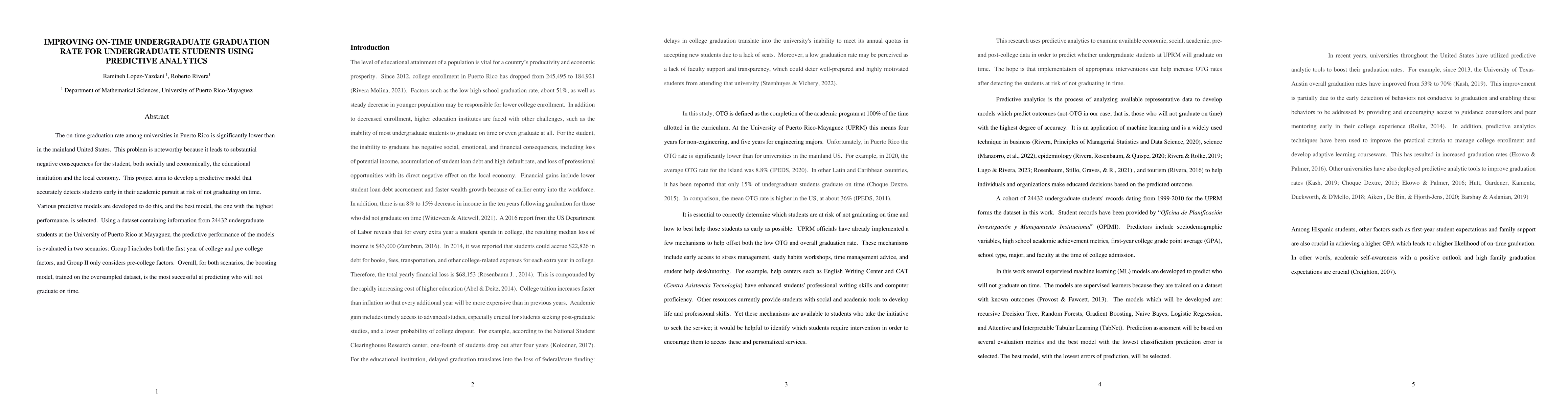 Thumbnail for Improving On-Time Undergraduate Graduation Rate For Undergraduate
  Students Using Predictive Analytics