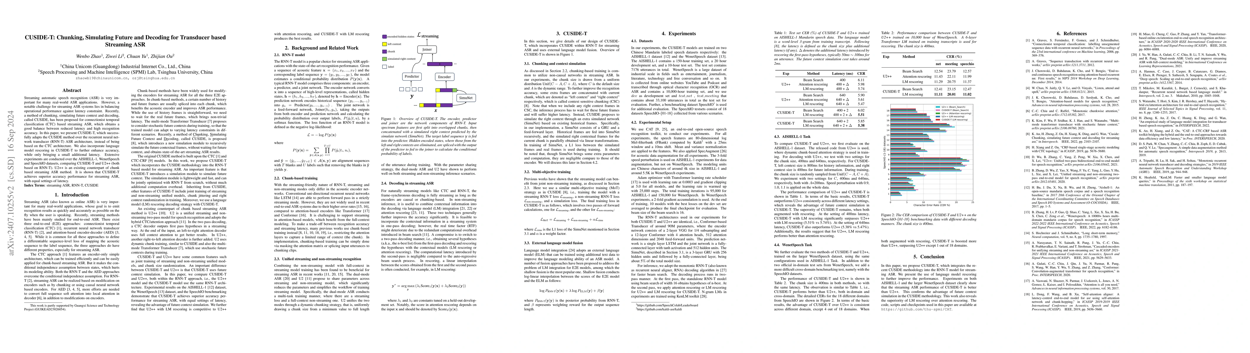 Thumbnail for CUSIDE-T: Chunking, Simulating Future and Decoding for Transducer based
  Streaming ASR