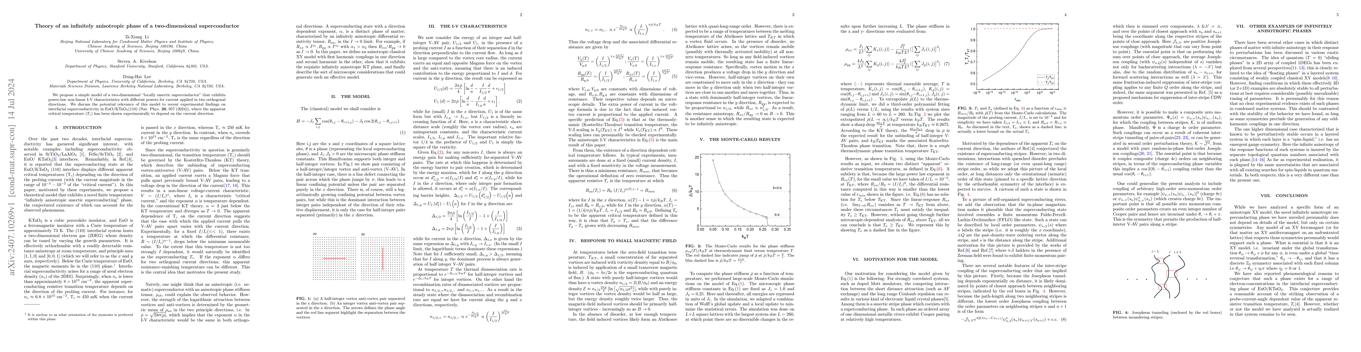 Thumbnail for Theory of an infinitely anisotropic phase of a two-dimensional
  superconductor