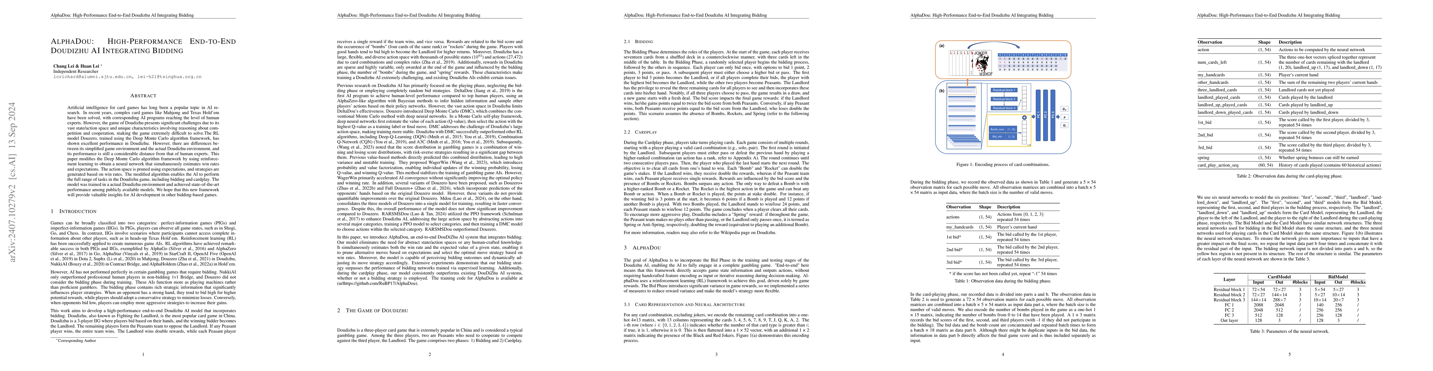 Thumbnail for AlphaDou: High-Performance End-to-End Doudizhu AI Integrating Bidding