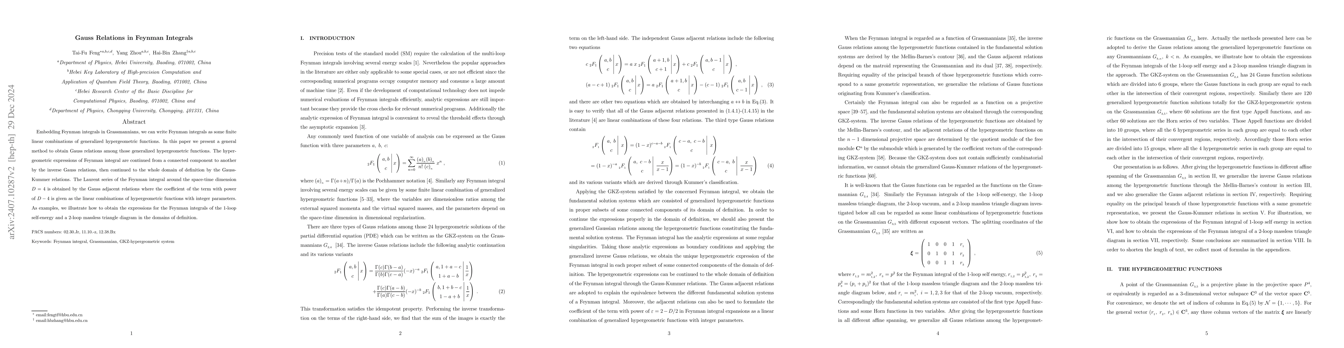 Thumbnail for Gauss Relations in Feynman Integrals