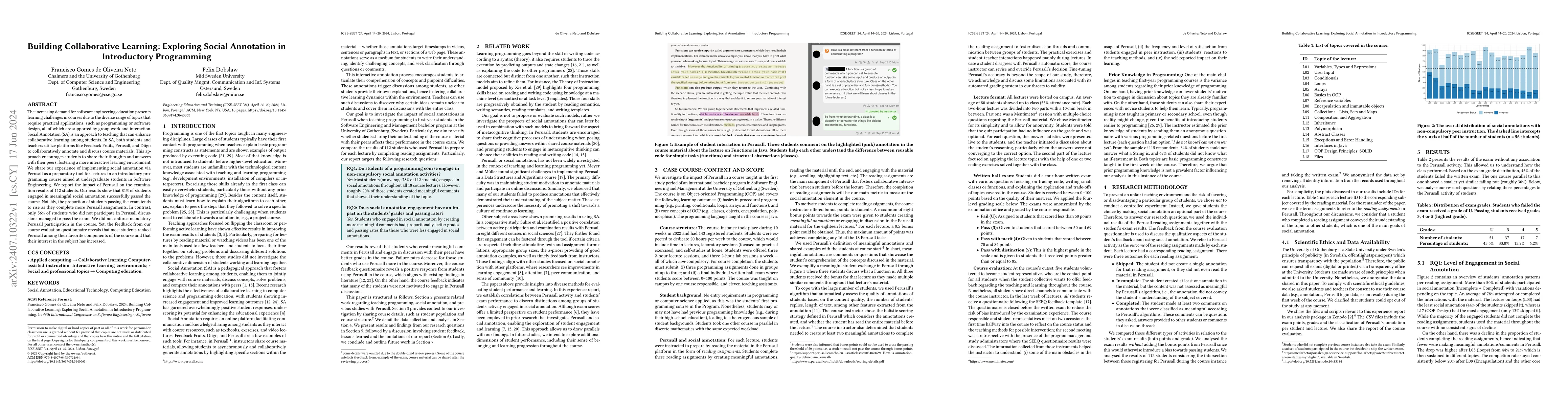 Thumbnail for Building Collaborative Learning: Exploring Social Annotation in
  Introductory Programming