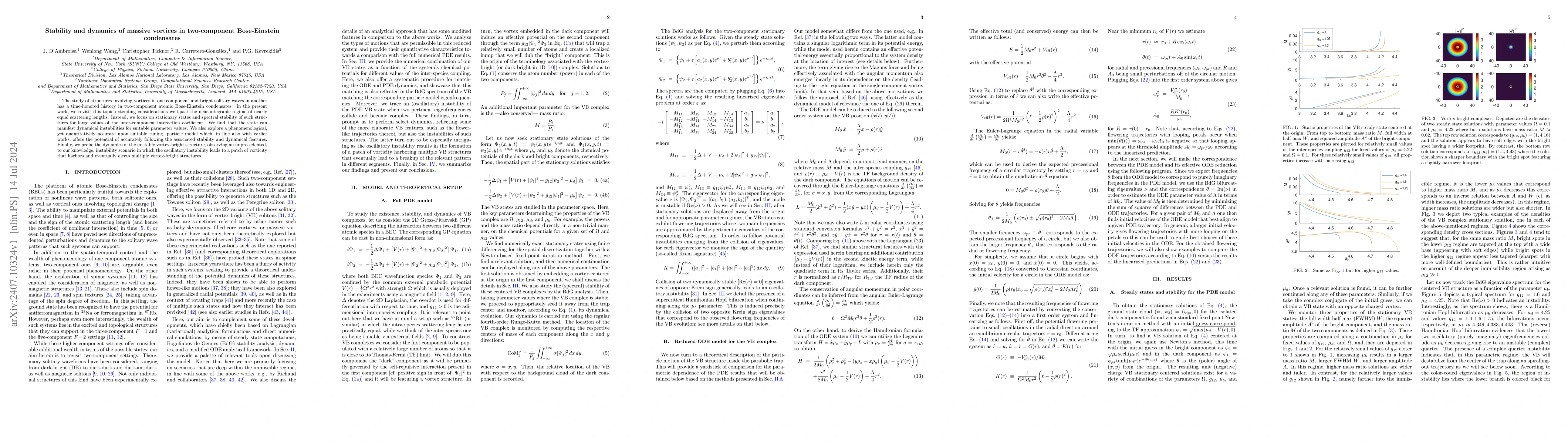 Thumbnail for Stability and dynamics of massive vortices in two-component
  Bose-Einstein condensates