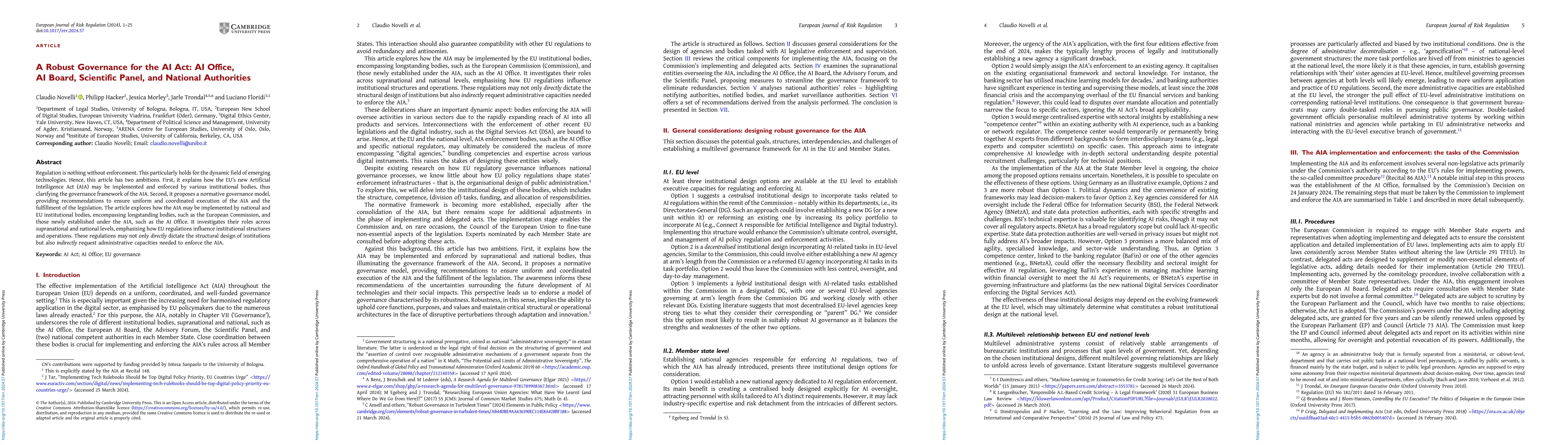 Thumbnail for A Robust Governance for the AI Act: AI Office, AI Board, Scientific
  Panel, and National Authorities