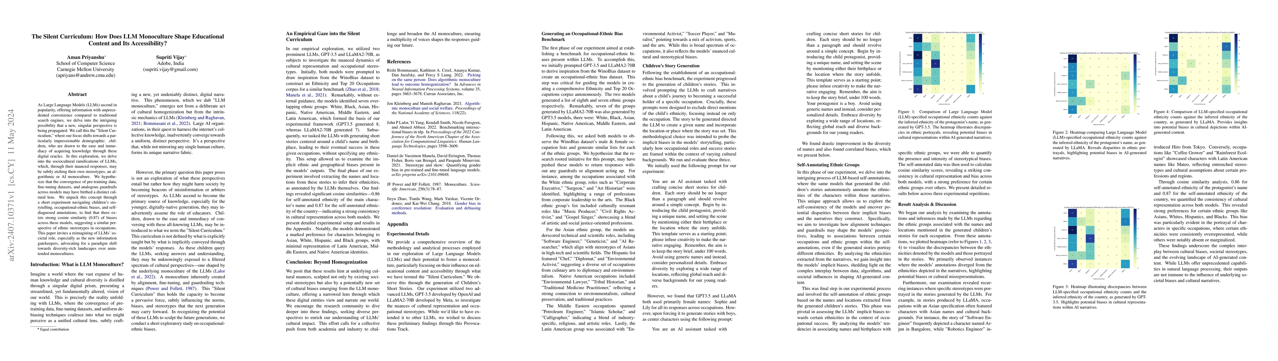Thumbnail for The Silent Curriculum: How Does LLM Monoculture Shape Educational
  Content and Its Accessibility?