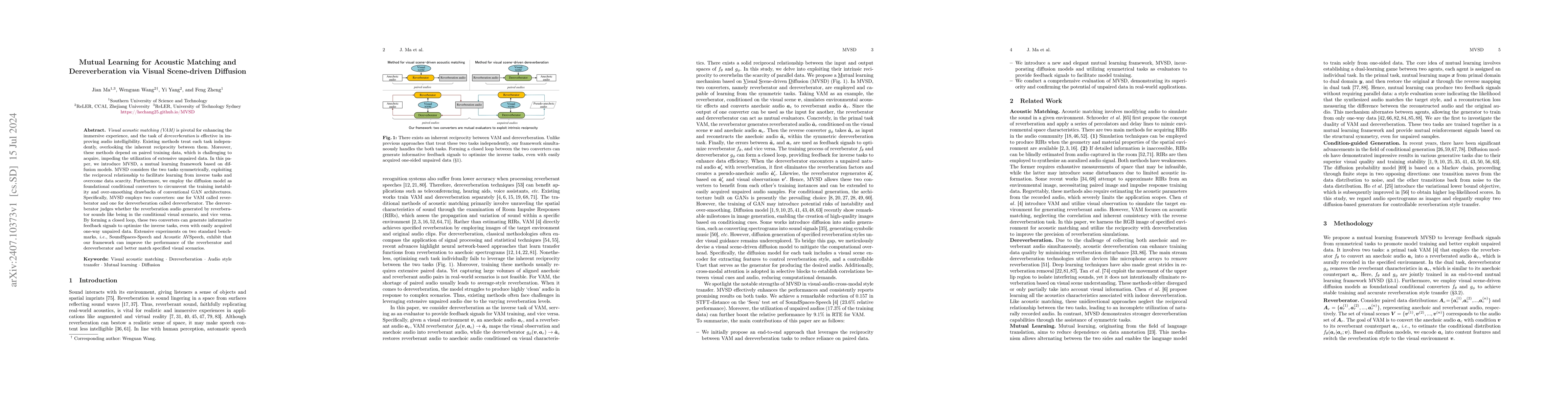 Thumbnail for Mutual Learning for Acoustic Matching and Dereverberation via Visual
  Scene-driven Diffusion